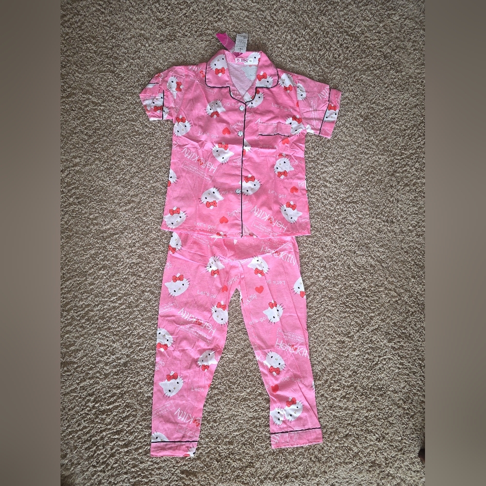 Pink Kids Pajamas with Cute Hello Kitty Print ( S - M )